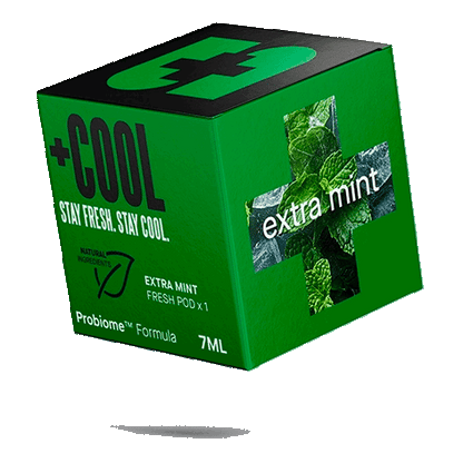Cool+ probiotic oral spray box featuring extra mint flavor and natural ingredients for oral freshness.