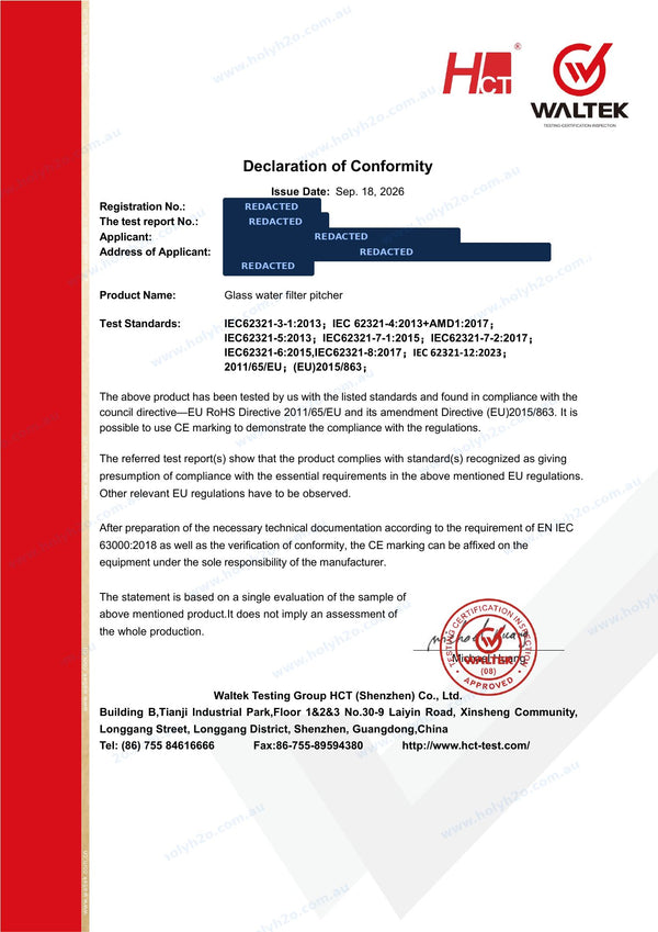 EU RoHS declaration report, first page
